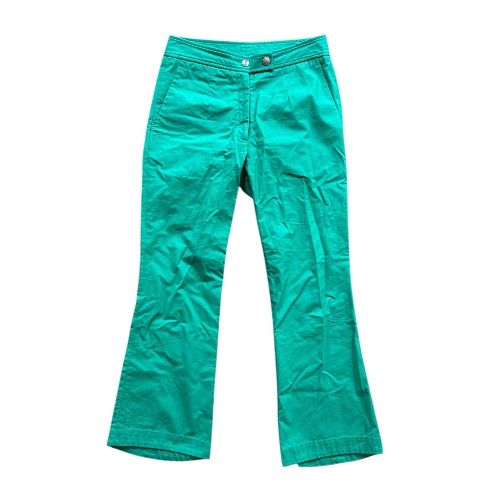 Laurence Bras Women's Snap Closure Flare Cotton Denim Pants‎ Green Size 38 / 6